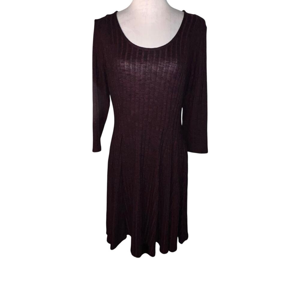 Torrid Ribbed Fluted Swing Scoop‎ Knit 3/4 Sleeve Skater Dress Size OO/ US Med